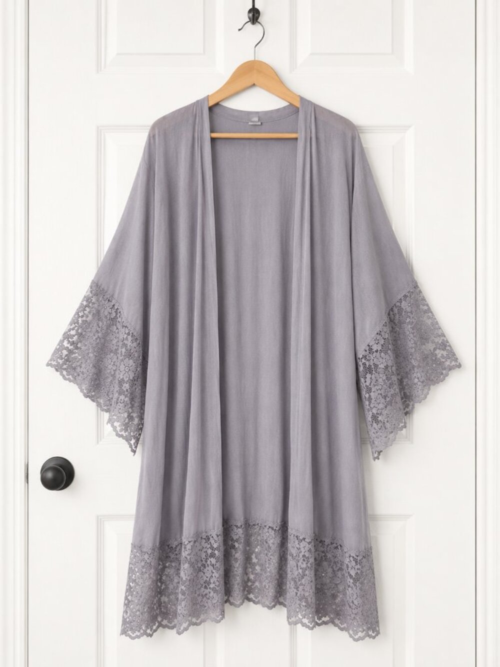 New Gigio S 4 6 8 Gray Open Embroidered Fairy Duster Jacket Lace Dolman Sleeves - Picture 2 of 9